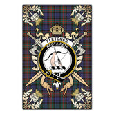 Fletcher of Dunans Tartan Crest Black Garden Flag - Gold Thistle Style